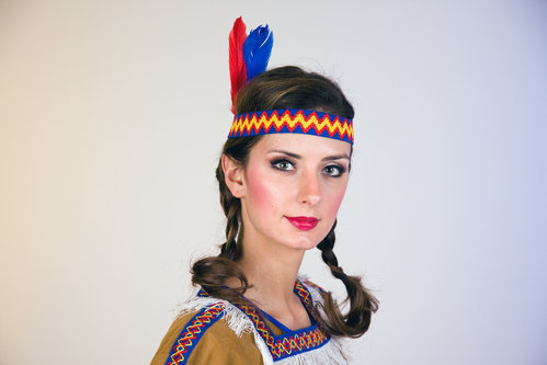 Indianer-Stirnband mit Federn, elastisch,sortiert