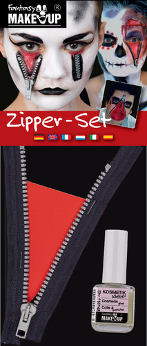 Zipper-Set: Reißverschluss und Kosmetikkleber