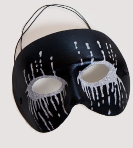 Stoffhalbmaske mit Glittermotiv, schwarz-silber