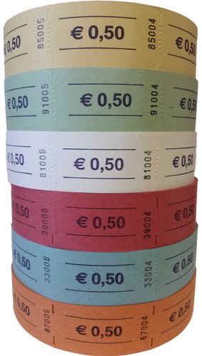 Rollen-Wertmarken, 1000 Stk. mit Aufdruck € 0,50