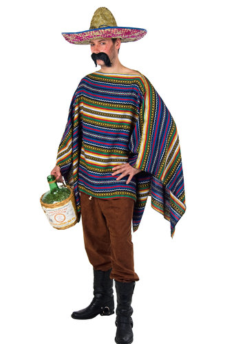 Kostüm Mexikaner-Poncho, sortierte Dessins